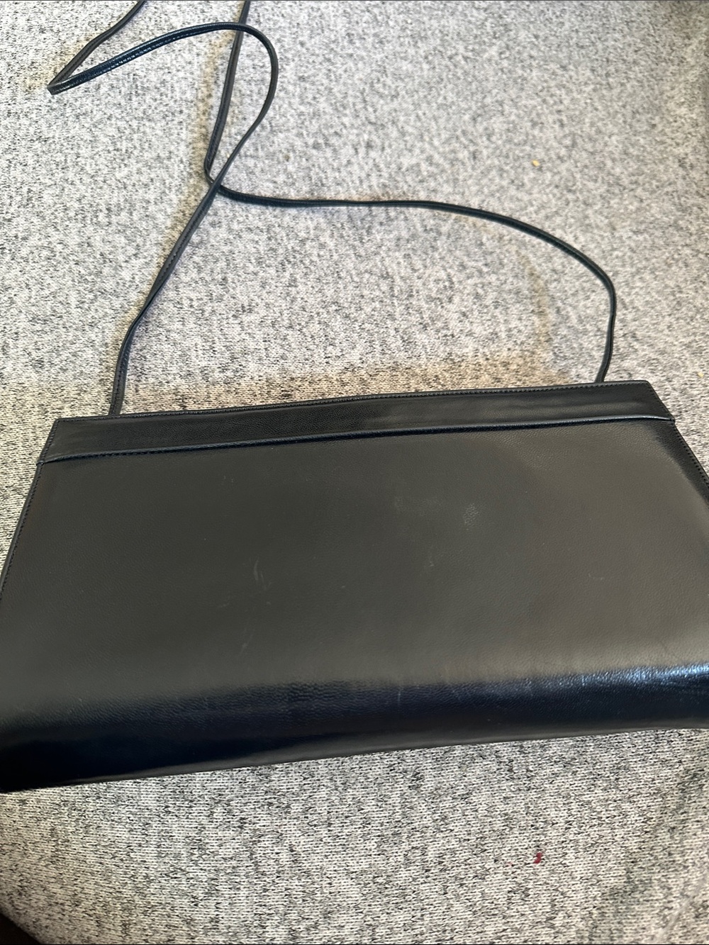 Vintage Jacques Vert Black Leather Clutch Sleek Minimal Design